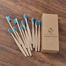 Load image into Gallery viewer, New design mixed color bamboo toothbrush Eco Friendly wooden Tooth Brush Soft bristle Tip Charcoal adults oral care toothbrush