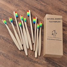 Load image into Gallery viewer, New design mixed color bamboo toothbrush Eco Friendly wooden Tooth Brush Soft bristle Tip Charcoal adults oral care toothbrush